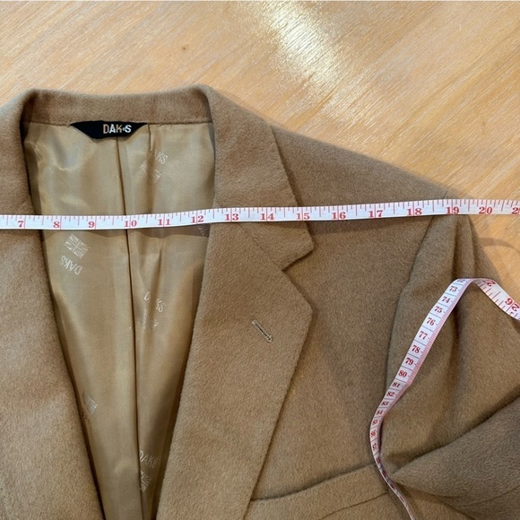 DAKS London New York Camel Sport Coat Jacket Blazer Leather Accent Buttons 46R - Picture 8 of 10